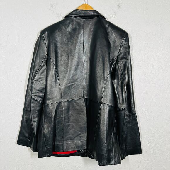 Kenneth Cole Smooth Leather Jacket Coat Black Long Winter - - L - Picture 4 of 6